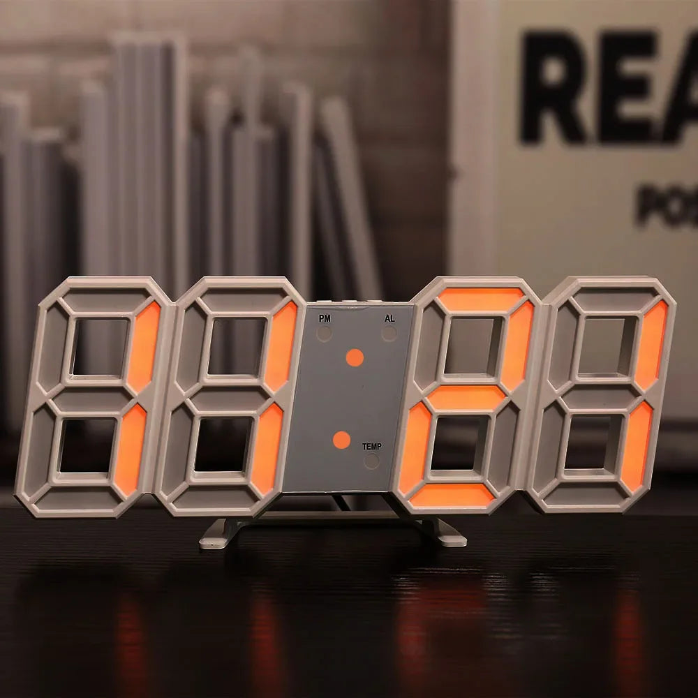 3D LED Digital Alarm Clock – Time, Date & Temp Display