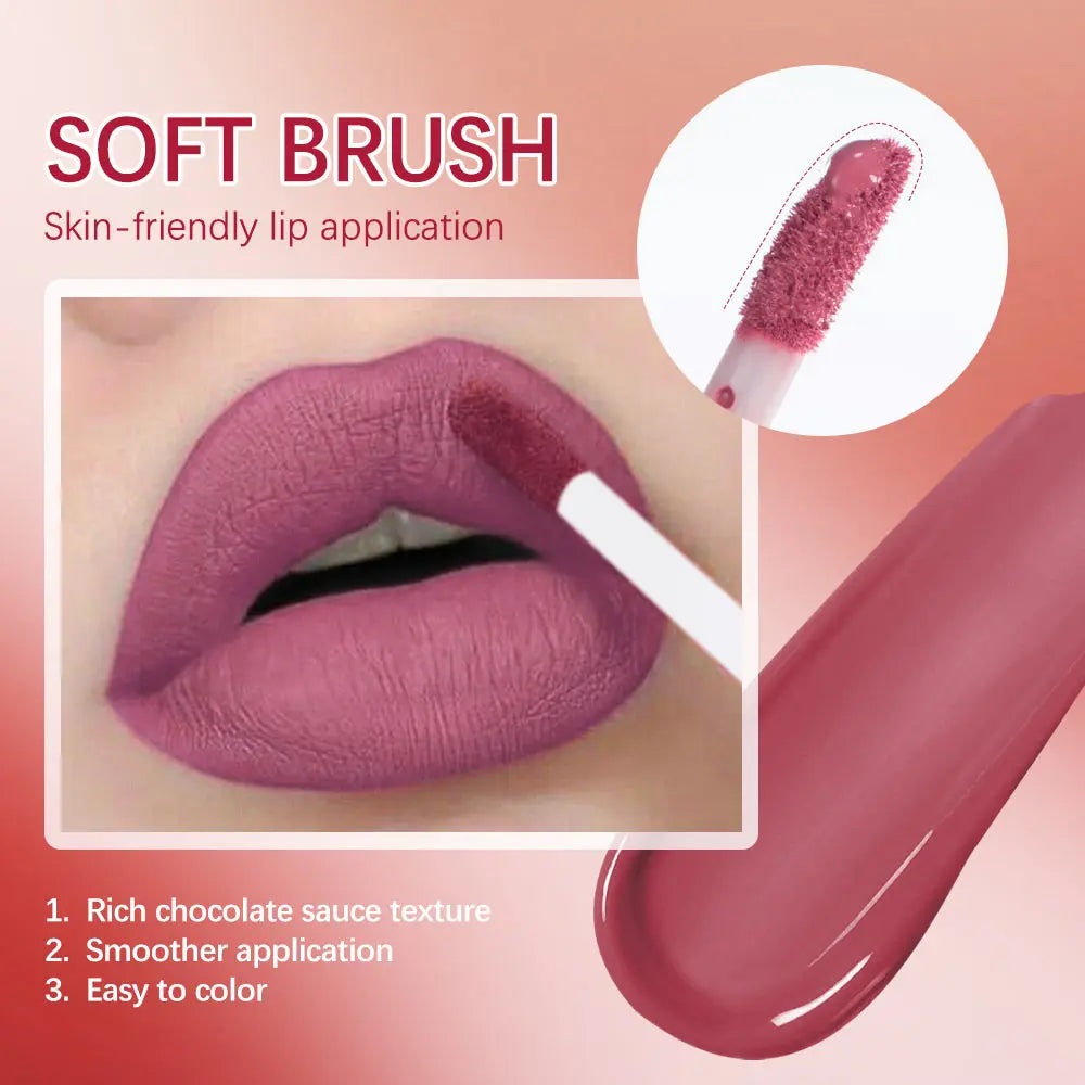 Lakerain Chocolate Lip Gloss Set Long Lasting Matte Finish Lip Tint Waterproof Sweat-proof NonStick Cup Liquid Lipstick 5pcs/Kit Peaceful Pleasures Health and Wellness