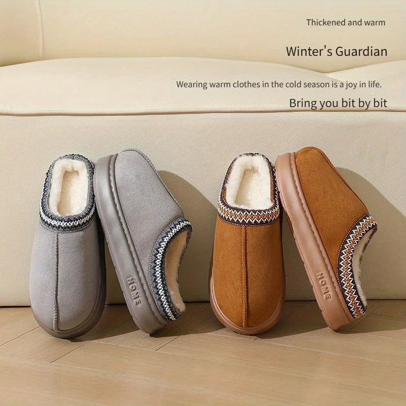 Autumn and winter lace-trimmed fashion cotton slippers for men and women, suitable for both indoor and outdoor use, providing wa Peaceful Pleasures Health and Wellness