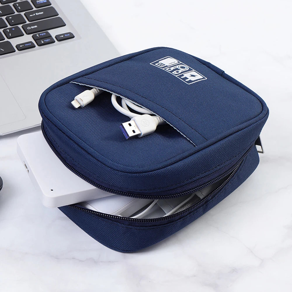 Waterproof Portable Cable Organizer Bag - Travel Digital Accessories Pouch for USB Power Bank Earphones Storage Case with Zipper Peaceful Pleasures Health and Wellness