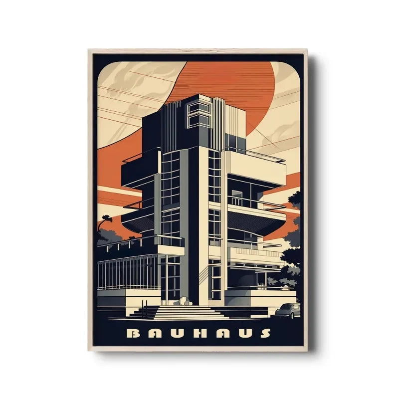 Vintage Bauhaus Abstract Geometric Canvas Wall Art Print