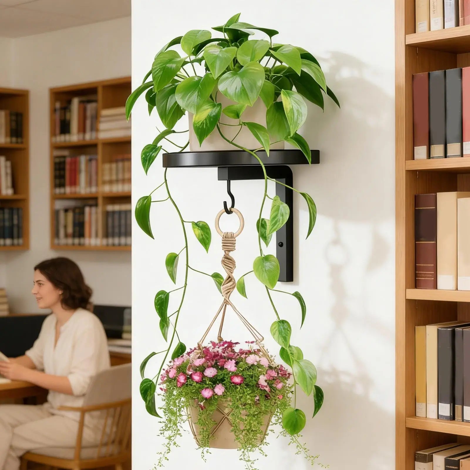 Plant Wall Hanger Decorative Metal Flower Rack Stand Plant Wall Shelf For Indoor Flower Outdoor Corner Kitchen Sill Balcony Peaceful Pleasures Health and Wellness