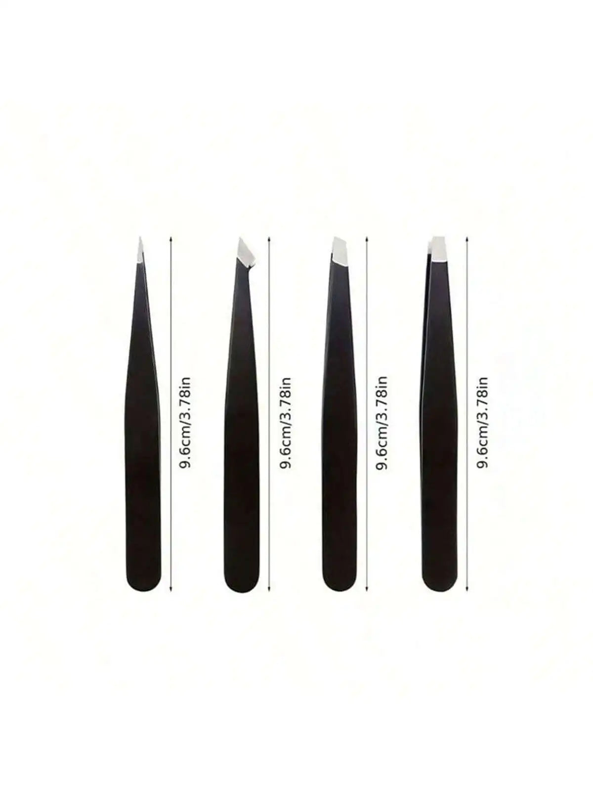 4-Pack Stainless Steel Eyebrow Tweezers Set | Brow Shaping