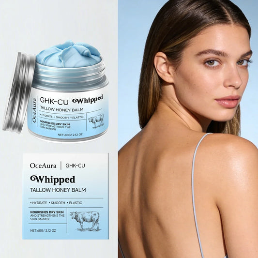 GHK-CU Whipped Beef Tallow Honey Balm – Deep Hydration Cream Whipped Tallow Balm Oasis Select
