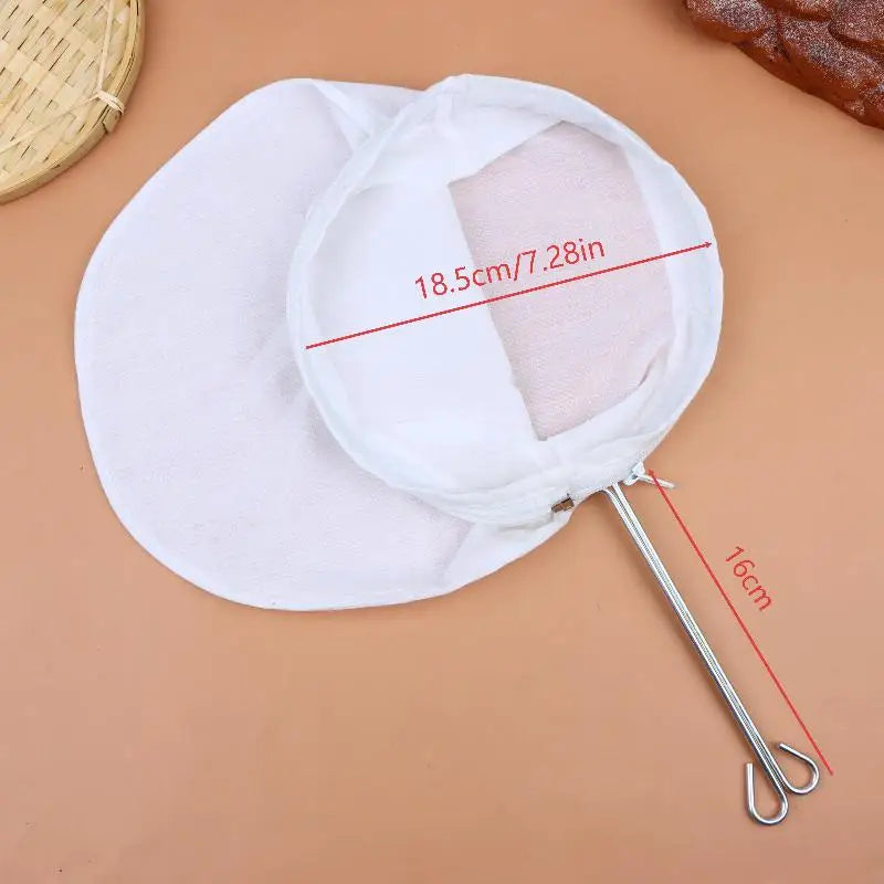 Reusable Cotton Tea Filter Strainer | Stainless Steel Handle