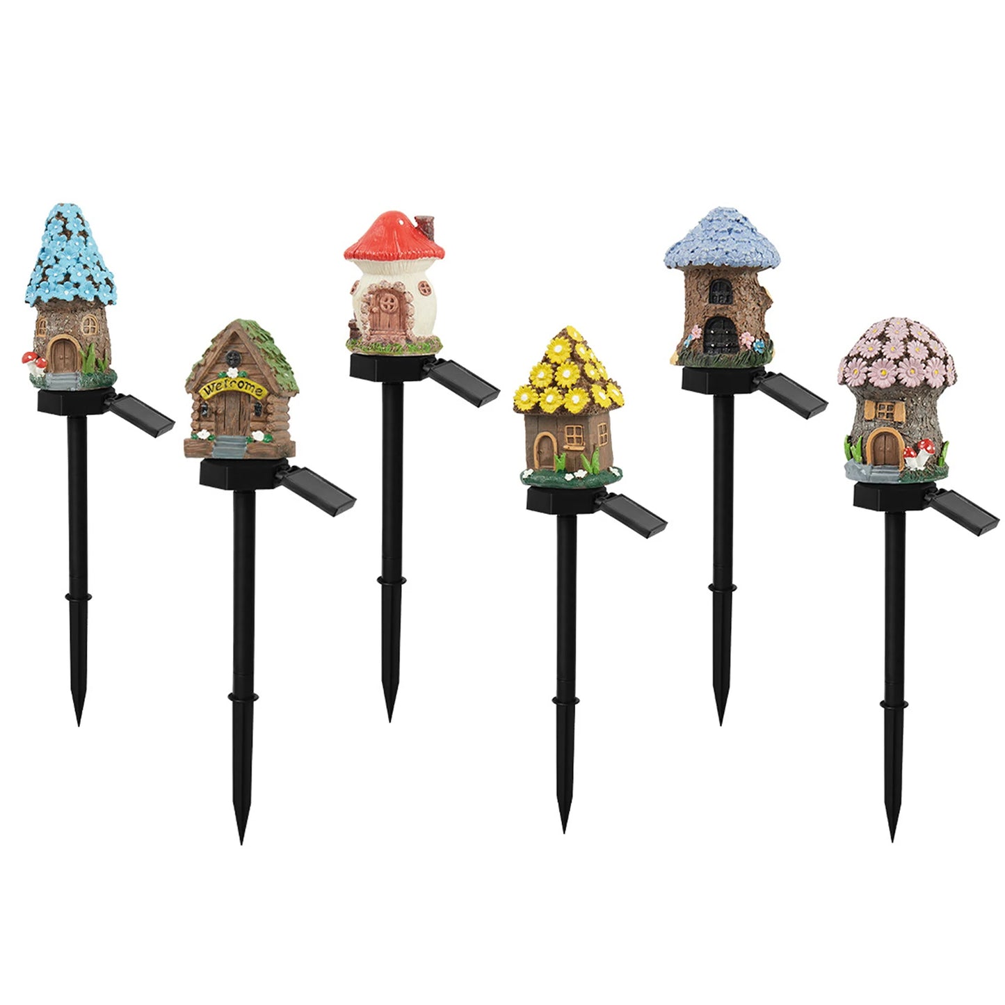 Solar-Powered Resin Lamps Weather-Proof Waterproof Landscape Lighting Mushroom House Statue Lawn Lights For Garden Decoration Peaceful Pleasures Health and Wellness