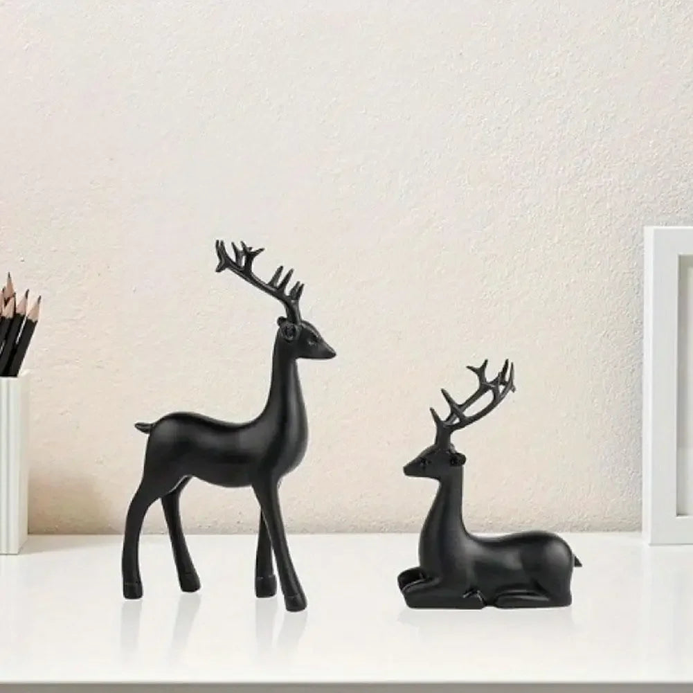 Christmas Reindeer Decor Modern Style Deer Statues Elk Sculpture Figurines Ornament Living Room Bedroom Office Home Decor Peaceful Pleasures Health and Wellness