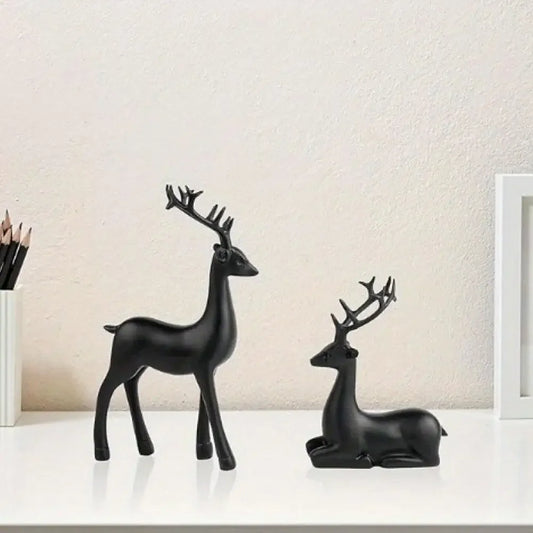 Christmas Reindeer Resin Figurine Set – Modern Elk Sculpture Decor Holiday Decor Peaceful Pleasures Health and Wellness