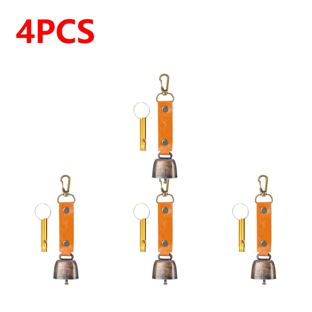 Outdoor Repellent Bear Bell Camping Retro Wind Chime Keychain Accessories Hiking Reminder Pet Pendant Bell for Fishing Peaceful Pleasures Health and Wellness caramel color-3