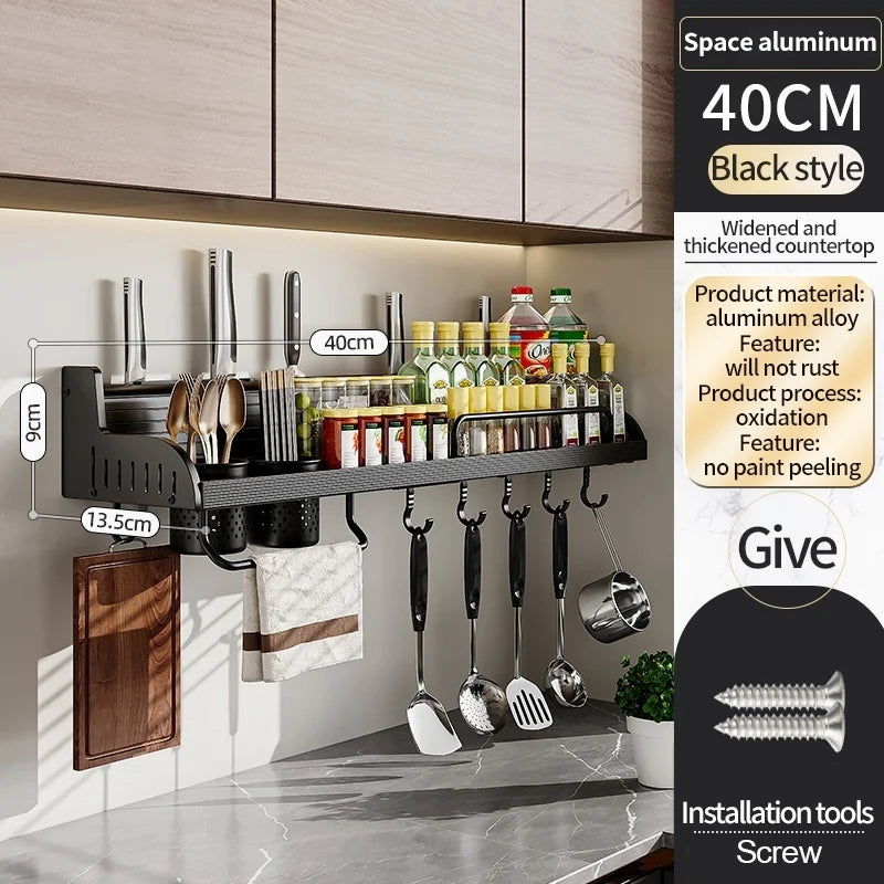 Wall Mounted Kitchen Storage Rack | Knife & Spice Organizer