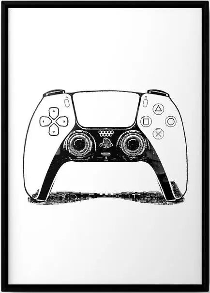 Black & White Gaming Canvas Wall Art – Unframed Gamer Poster