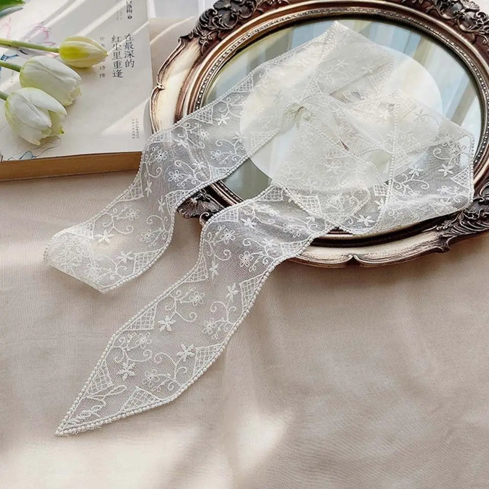Women's Soft Lace Hair Ribbon Headband & Neck Scarf | Floral