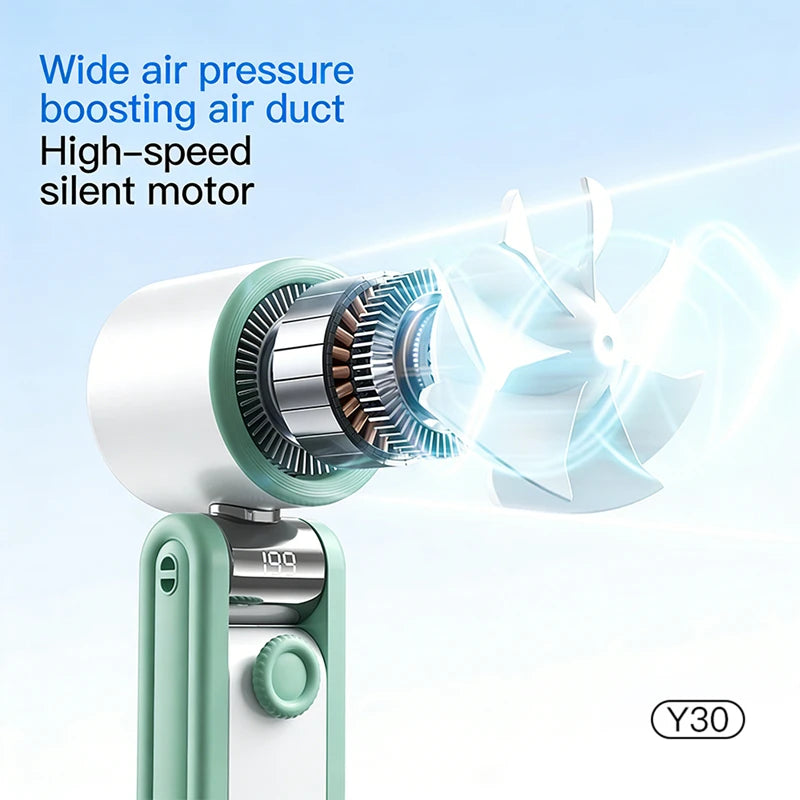 Mini Foldable Ice Cooling Turbo Fan 199 Speeds Triple Fold Design Long Battery Life Strong Wind Power Ice Cure For Outdoor Home Peaceful Pleasures Health and Wellness