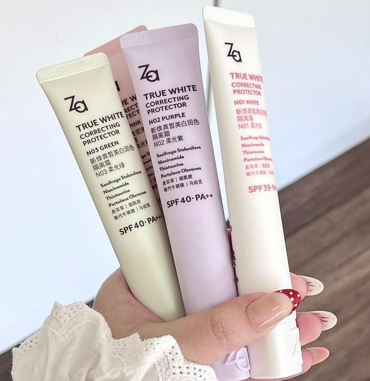 Za True White Glowing Correcting Protector Vitamin C E Minerals Hyaluronic Acid SPF36 PA++ Original Face Whiten Sunscreen Cream Peaceful Pleasures Health and Wellness
