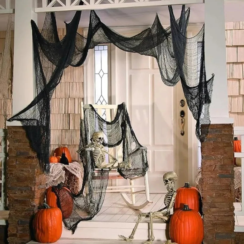 Halloween Black Gauze Fabric | Haunted House DIY Decoration