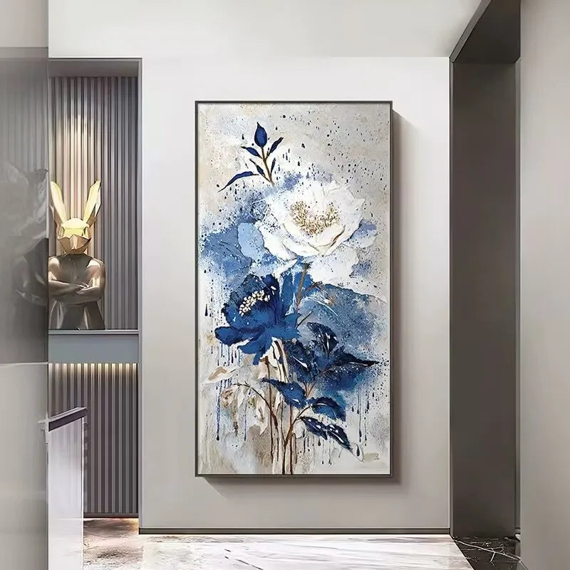 Pure Hand Drawn Canvas Oil Painting,Light Luxury Flowers Wall Art Decoration Poster,Textured Abstract Image Living Room Bedroom Peaceful Pleasures Health and Wellness