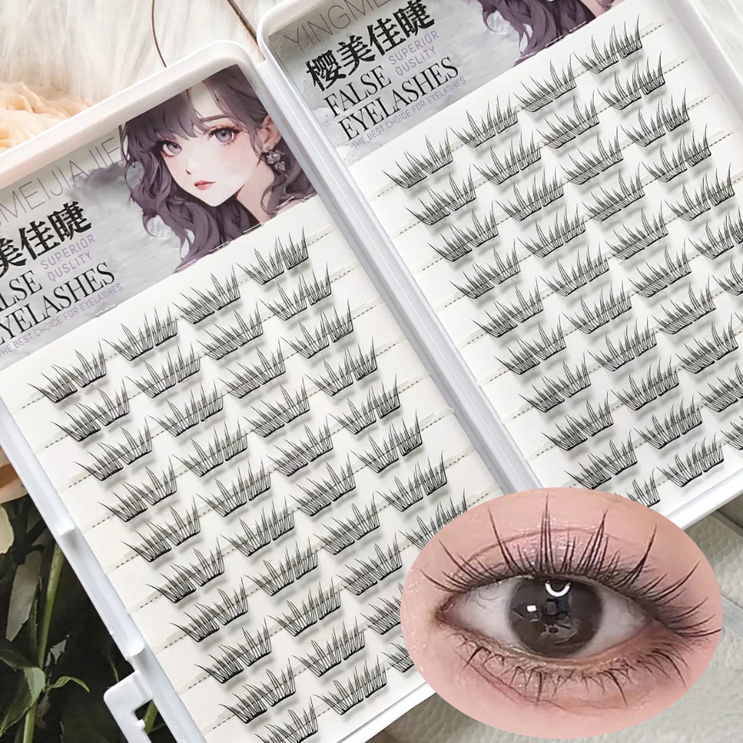 Korean Butterfly Cluster False Eyelashes – Natural Long & Thick