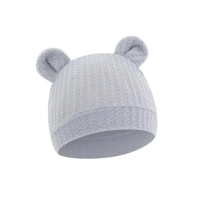 Bear Ear Newborn Baby Hat | Waffle Knit Stretchy Cap 0–24 Months