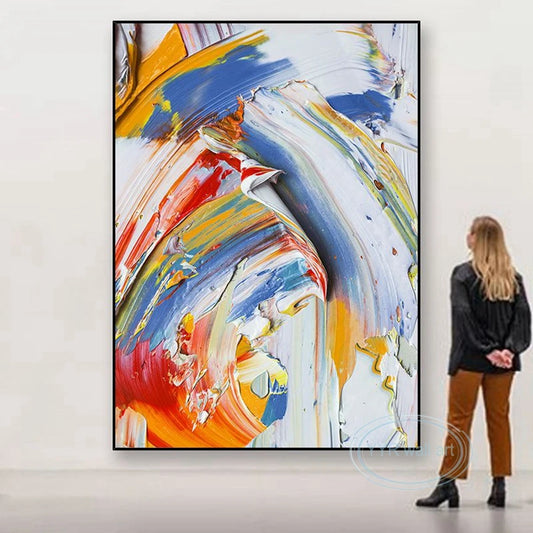 Canvas Wall Art Decoration Poster Handmade Oil Painting Abstract Thick Texture Acrylic Mural Living Room Porch Hotel Large Image Peaceful Pleasures Health and Wellness