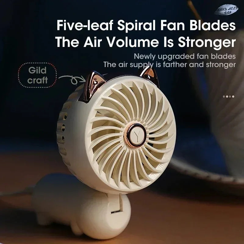 Portable Mini Handheld Folding Summer Fan USB Rechargeable 3 Speeds Cool for Outdoor Dorm Travel Desk Great Gift for Friends Peaceful Pleasures Health and Wellness
