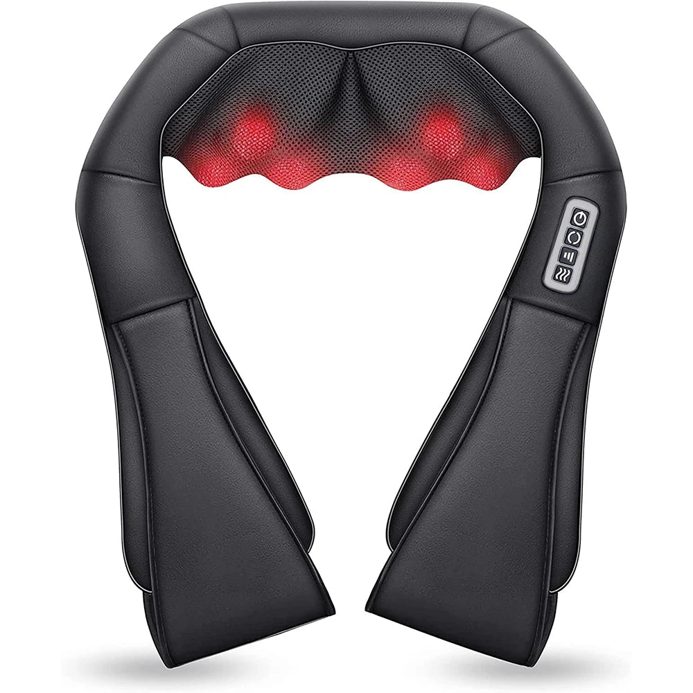 Shiatsu Back Shoulder and Neck Massager, Electric Full Body Massage to Legs Muscles Tissue Deep Kneading Heating Pillow Massage Peaceful Pleasures Health and Wellness Black EU Plug