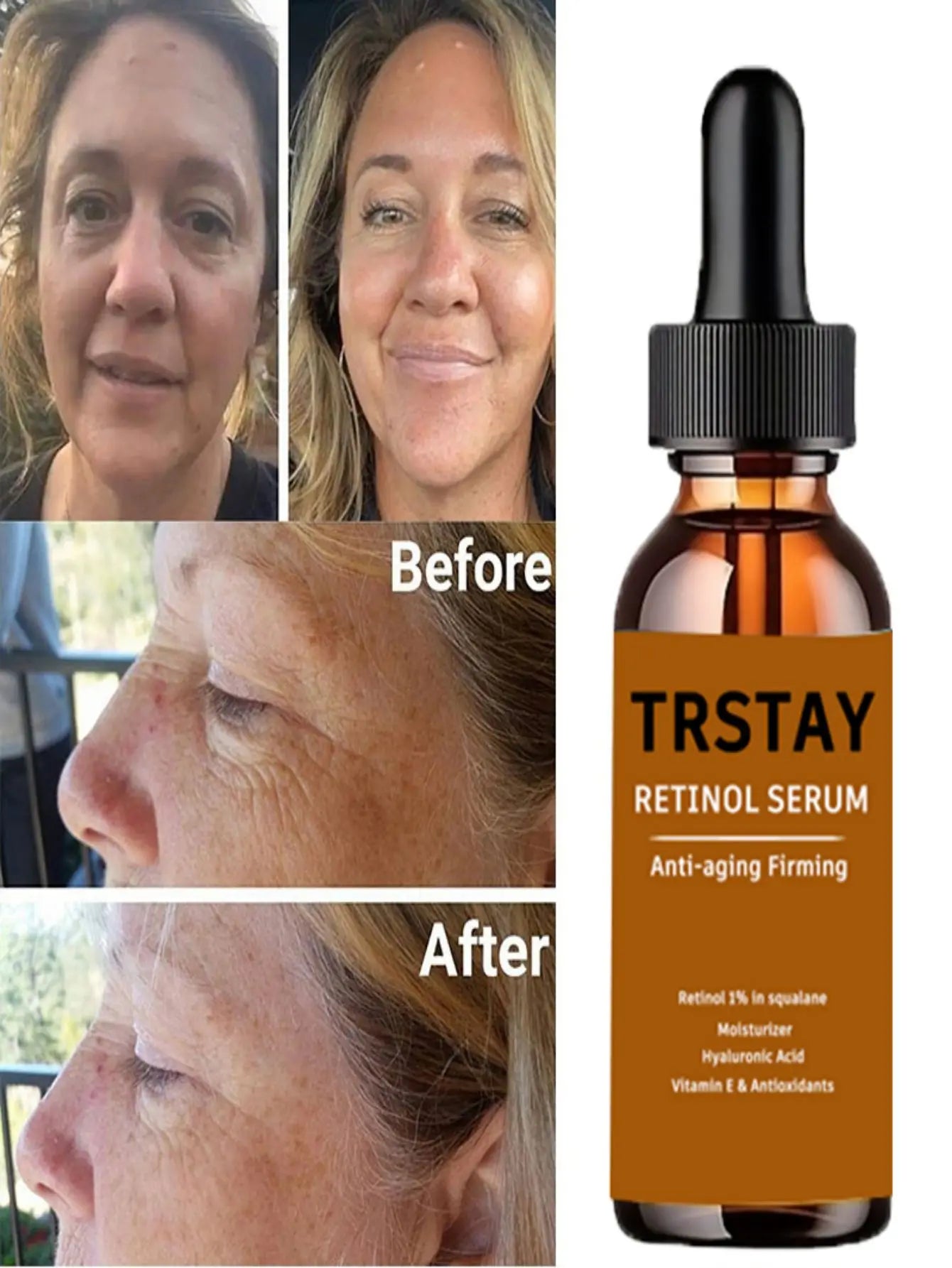 Retinol Anti Aging Removal Wrinkle Serum Firm Lift Fade Fine Lines Moisturizing Face Essence Skin Care Brighten Repair Cosmetic Peaceful Pleasures Health and Wellness