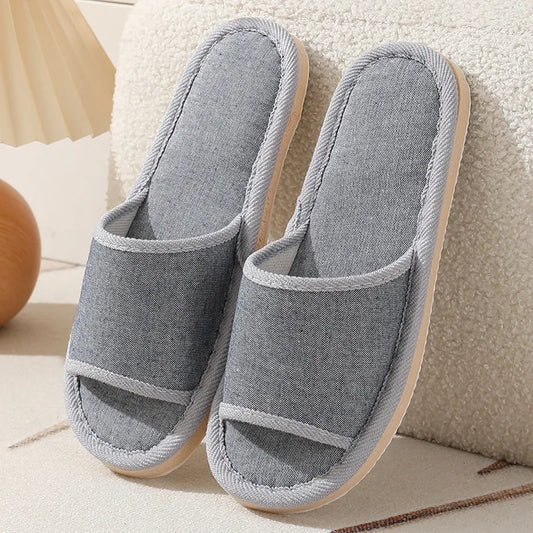 Linen Indoor Slippers – Lightweight Flip Flop Slides Men & Women Indoor House Slippers Peaceful Pleasures Health and Wellness