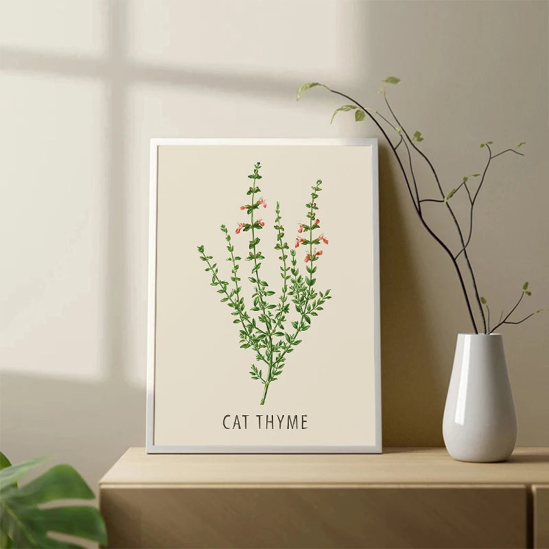 Vintage Botanical Herb & Flower Canvas Wall Art Poster Canvas Wall Art Peaceful Pleasures Health and Wellness
