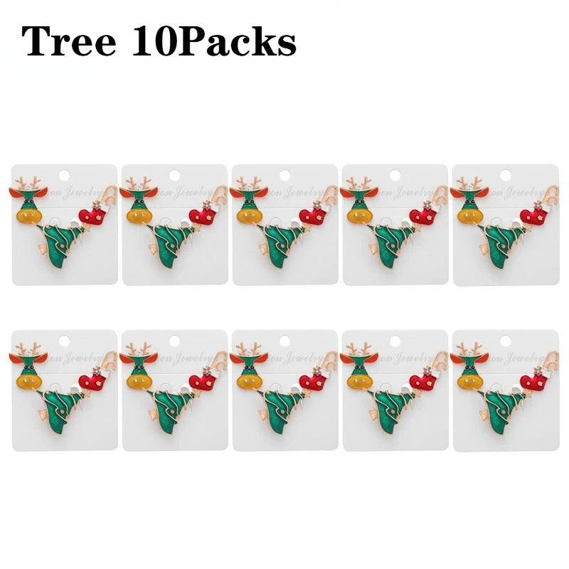 Christmas Brooch Pins – Santa, Elk & Snowflake | 1–20 PCS