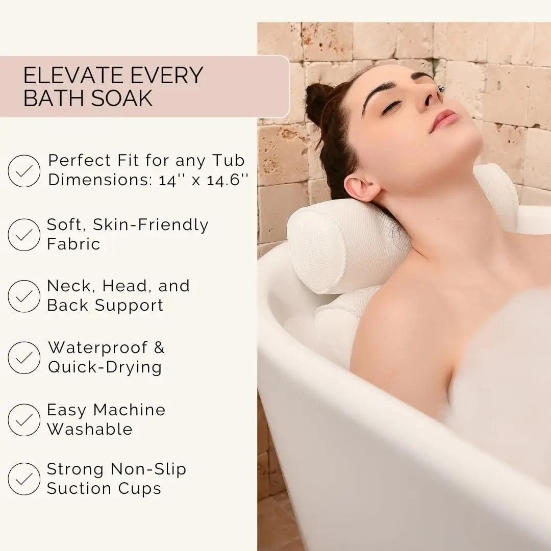 Neck & Shoulder Support Bath Pillow – Luxe Spa Cushion for Women Peaceful Pleasures Health and Wellness