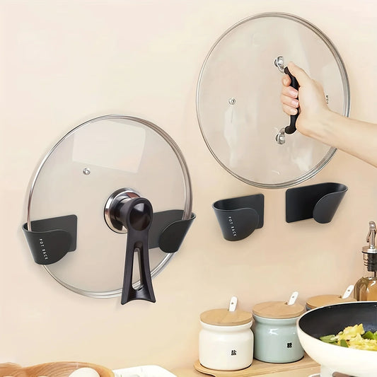 1/3/6Pairs Pot Lid Holder Wall-Mounted Hanging for Pan Pot Cover Rack Kitchen Organizer Plastic Kitchen Storage Rack Peaceful Pleasures Health and Wellness