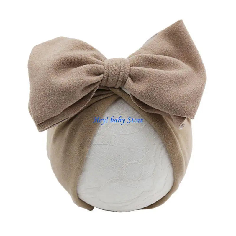 Baby Girl Big Bow Turban Hat | Newborn Photo Prop Beanie