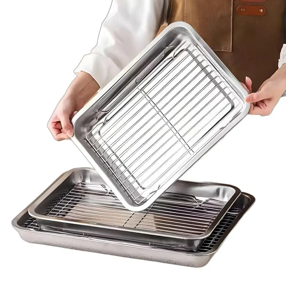 Stainless Steel Baking Pan with Cooling Rack | 4 Sizes