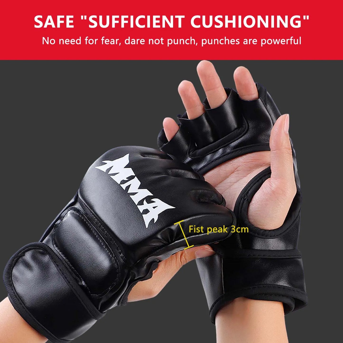 Martial Arts Training MMA Gloves Durable Construction Impact Resistance Sparring Mitts Suitable for Punching Bag Peaceful Pleasures Health and Wellness