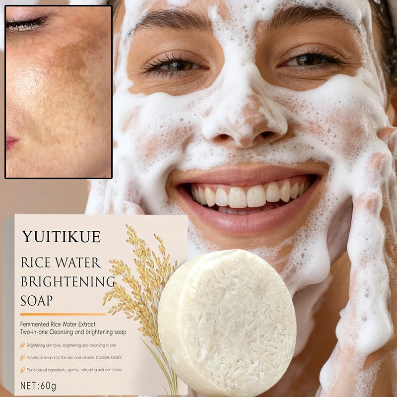 YUITIKUE 60g Rice Water Brightening Soap 2-in-1 Cleansing & Moisturizing Deep Cleanse for Brighter Skin Safe for Sensitive Skin Peaceful Pleasures Health and Wellness Default Title