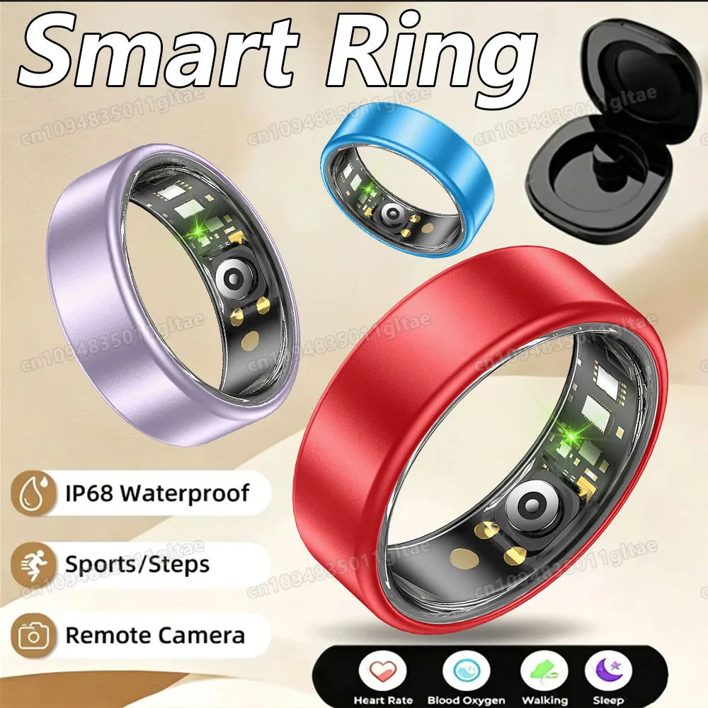 New R09 Smart Ring Men Women with Charging Case,Heart Rate Blood Oxygen,Skin Temperature Monitor,5ATM Waterproof For Android iOS Peaceful Pleasures Health and Wellness