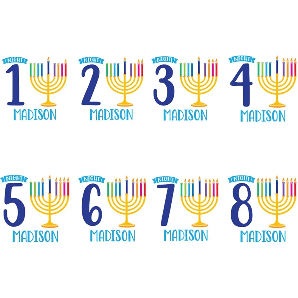 Personalized 8-Piece Hanukkah Countdown Gift Bag Set | 8 Nights