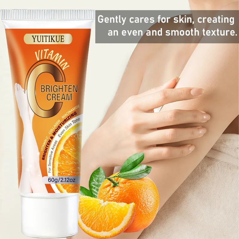 Vitamin C Brighten Cream with Collagen Niacinamide Moisturizing Even Skin Tone Brightening Body Cream for Sensitive Areas 60g Peaceful Pleasures Health and Wellness