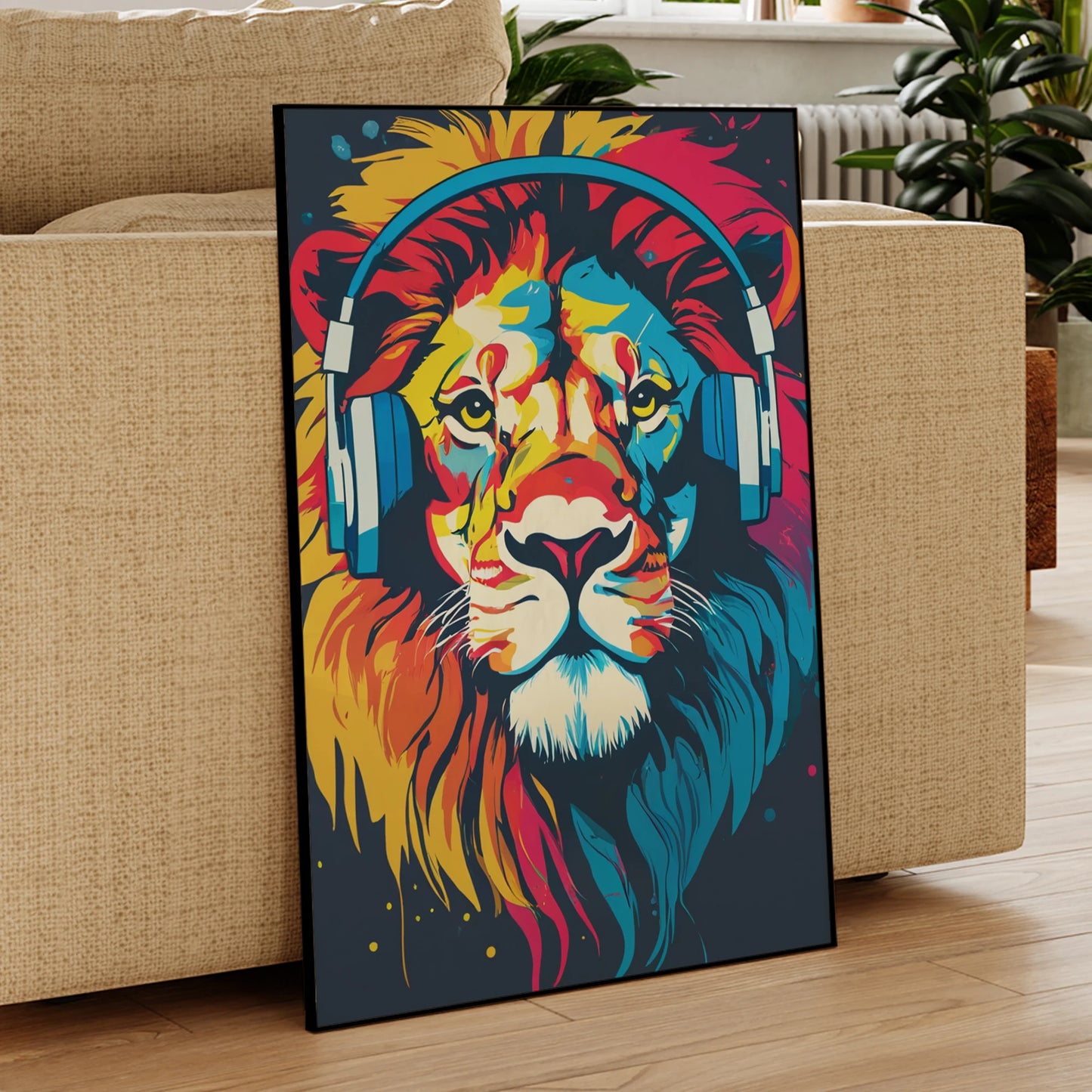 Graffiti Animal Canvas Wall Art | Orangutan Lion Dog Print