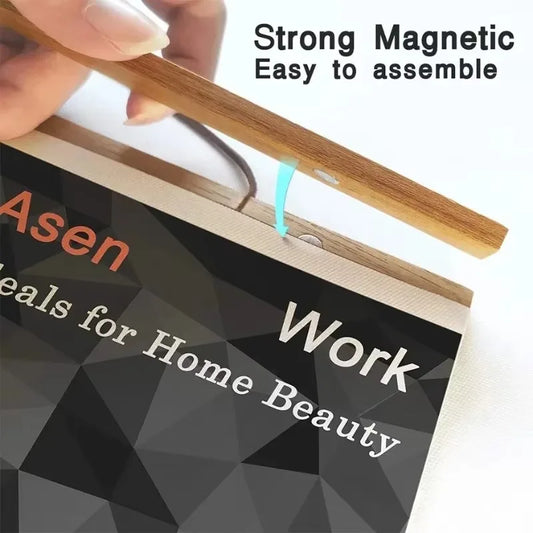 60cm 70cm 80cm 90cm Magnetic Poster Hanger Teak Pine Wood Painting Frame 5 Colors Wood Photo Frame Black White Canvas Frame Peaceful Pleasures Health and Wellness