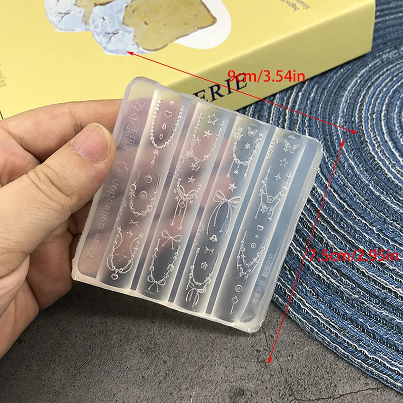 Cartoon Silicone Nail Bead Chains Carving Bow Mold Nail Decorations Nails DIY Design Stereoscopic Stamping Plate Manicure Tools Peaceful Pleasures Health and Wellness one size
