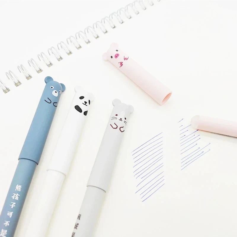 12-Pack Panda Erasable Gel Pens 0.5mm – Blue & Black Ink
