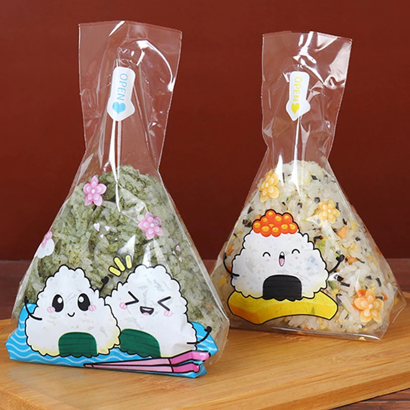 100 Pcs Triangle Rice Ball Wrappers – Cute Onigiri Sushi Bags