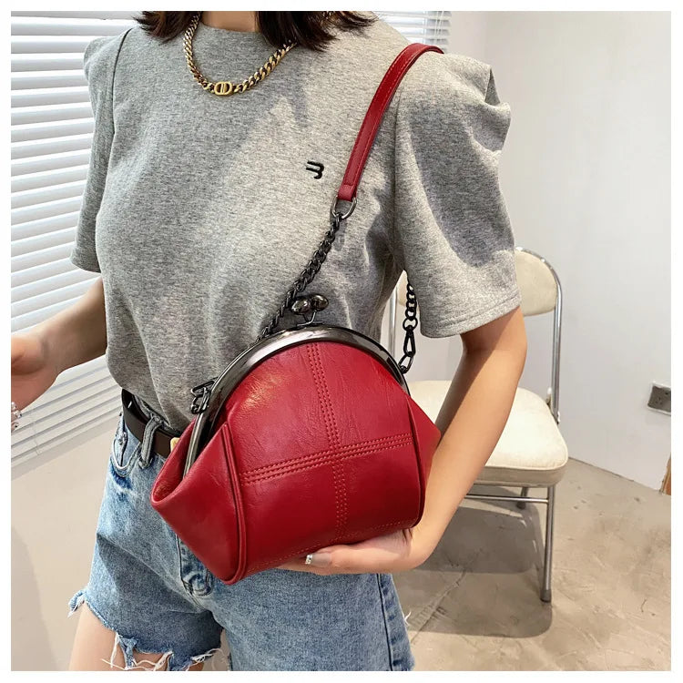 New Solid Color Shell Bag Large Capacity Portable Zero Wallet Fashion Chain Diagonal Straddle One Shoulder Phone Bag Peaceful Pleasures Health and Wellness