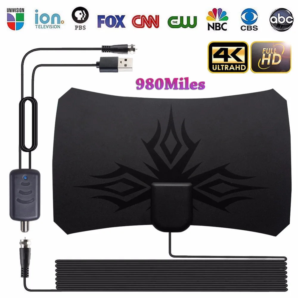 4K 1080P Indoor HDTV Antenna – ATSC DVB-T2 35dBi Flame Design