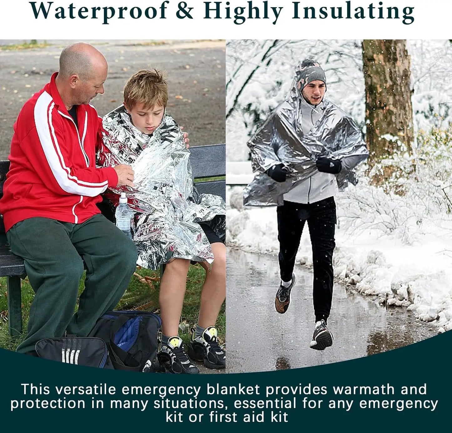 140x210cm Emergency Blanket Outdoor Survive First Aid Rescue Kit Windproof Waterproof Foil Thermal Blanket for Outdoors Camping Peaceful Pleasures Health and Wellness