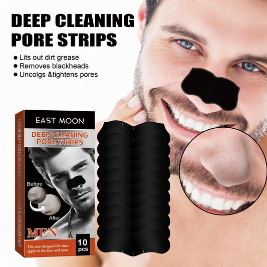 Men's Bamboo Charcoal Nose Strips | Deep Pore Cleansing 10pk Pore Cleansing Strips Peaceful Pleasures Health and Wellness