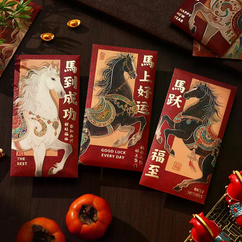2026 Year of the Horse Chinese New Year Red Envelopes – 6 Pack