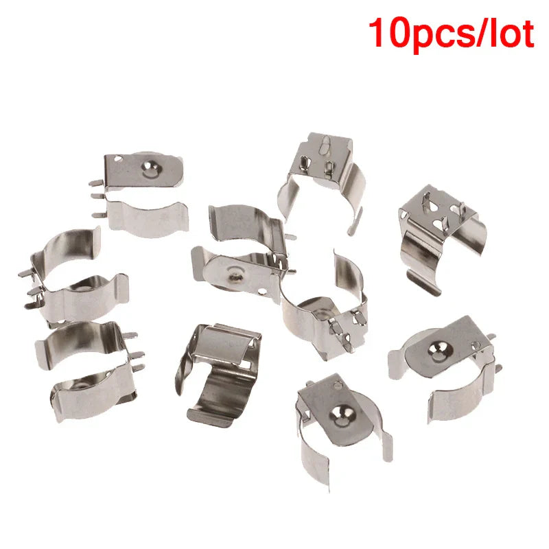 10-Pack Nickel Plated 18650 Battery Contact Clips | Spring Steel