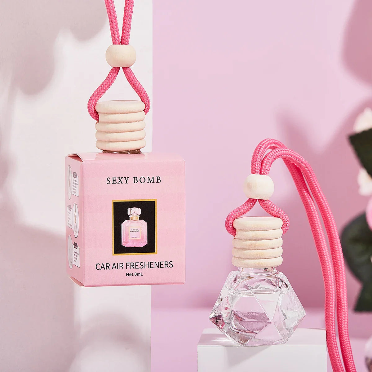 Pink Car Air Freshener Perfume Pendant – Fresh Scent